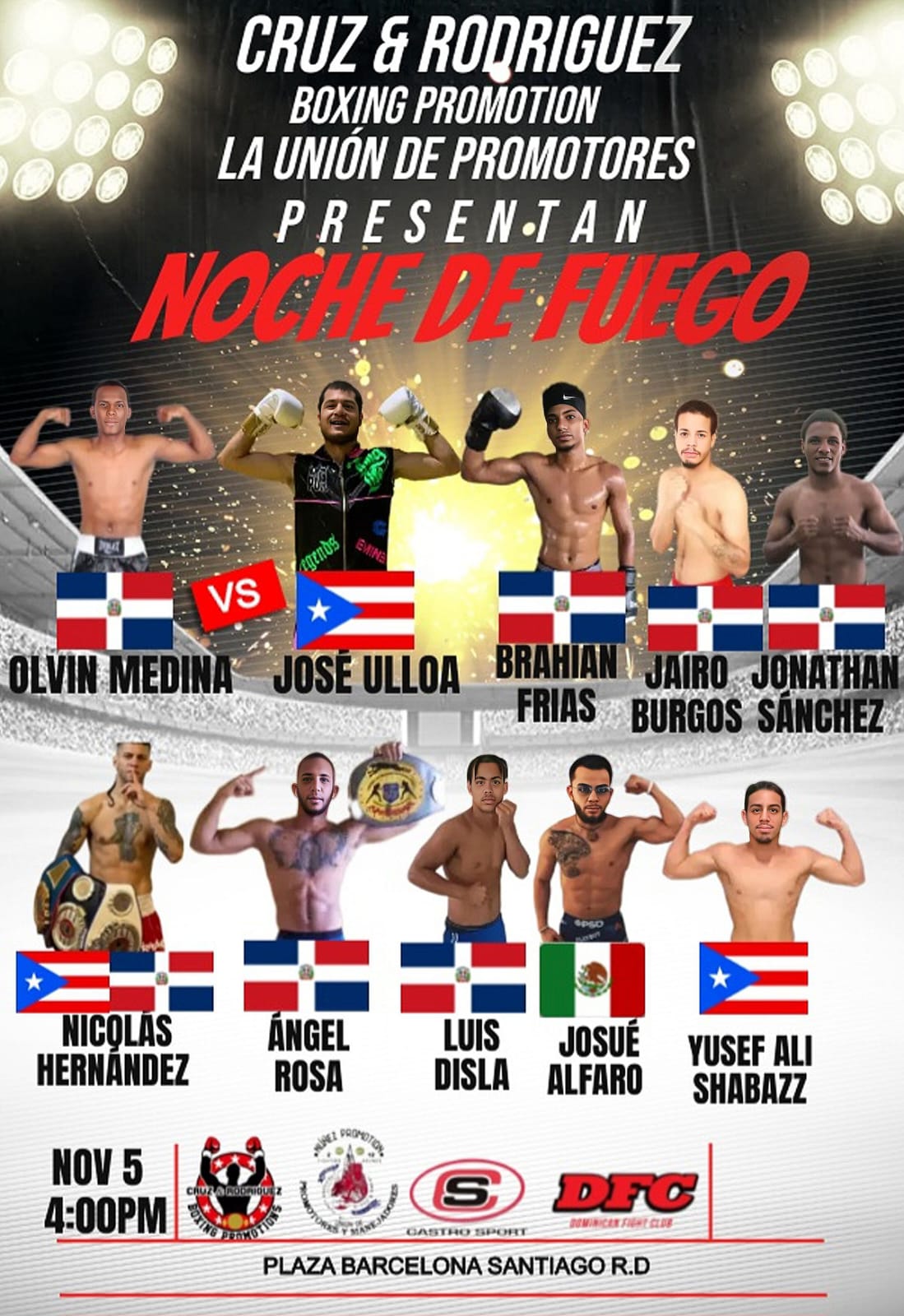 Con pugilistas de Puerto Rico, Colombia, Haití y RD mañana domingo boxeo profesional en Santiago